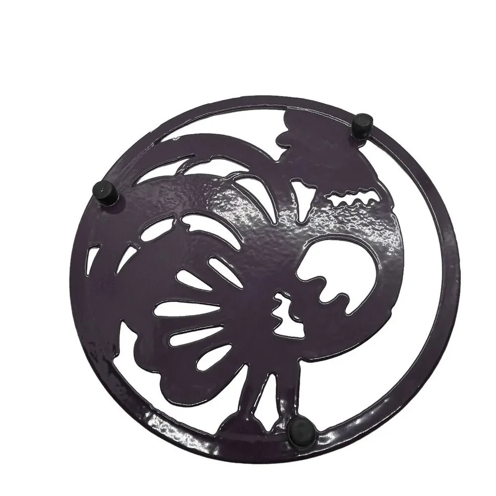 Rooster Trivet Purple Enamel Cast Iron Retro Country Kitchen Farmhouse Style